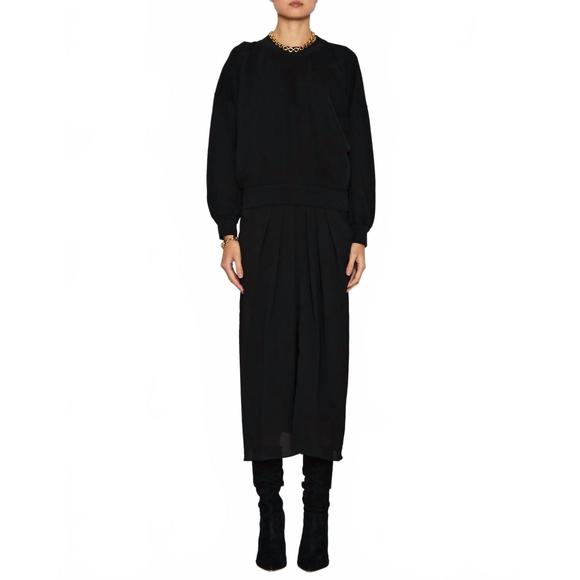 NEW ISABEL MARANT lina techno crepe midi skirt in black - Picture 1 of 6